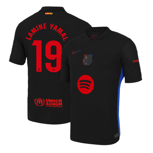 Maglia Gara Barcelona Trasferta LAMINE YAMAL #19 Uomo 2024/25 - Spotify Logo Without Text